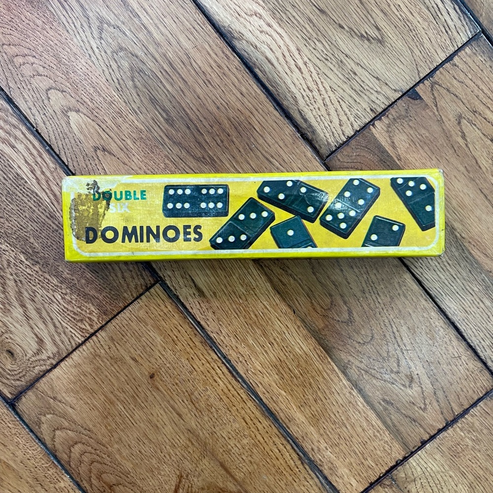 Complete Set of Black Double six Wood Dominoes; Made in Taiwan
